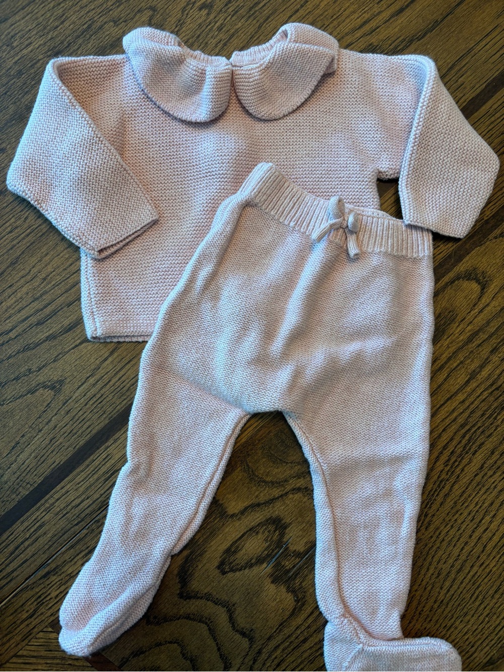 Zara Soft Pink Knit Footed One-Piece Set